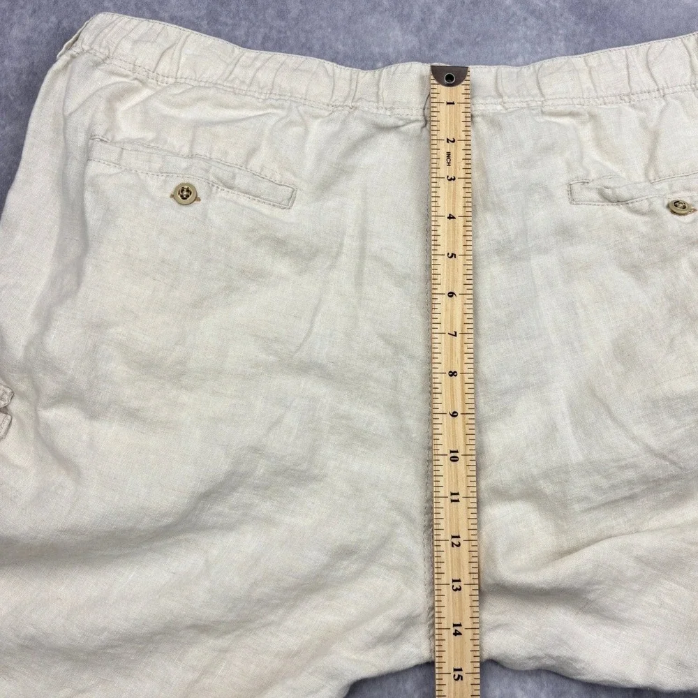 Tommy Bahama Relax Linen Cargo Pants Mens XL Oatmeal Beige Beach Trousers Casual